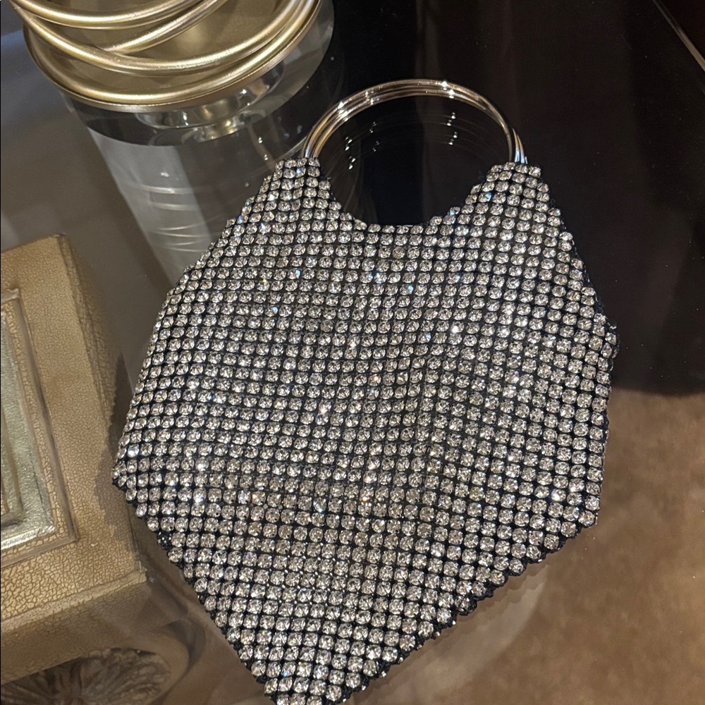 Akira Elegant Silver Crystal Like New Evening Bag